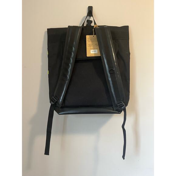 Ginkgo Large Rolltop Backpack Black with Yellow Reflective Stripes Biking Laptop - Picture 6 of 9